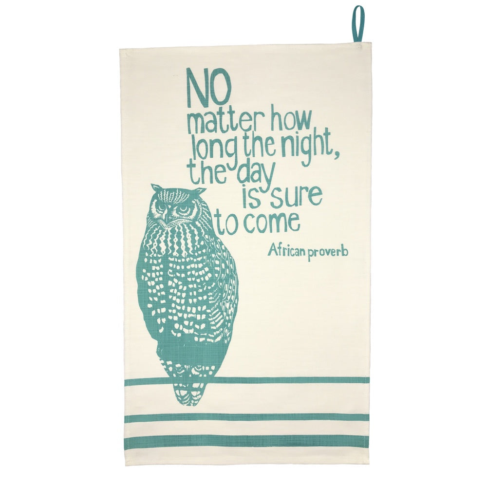 African Proverb Tea Towel - Owl