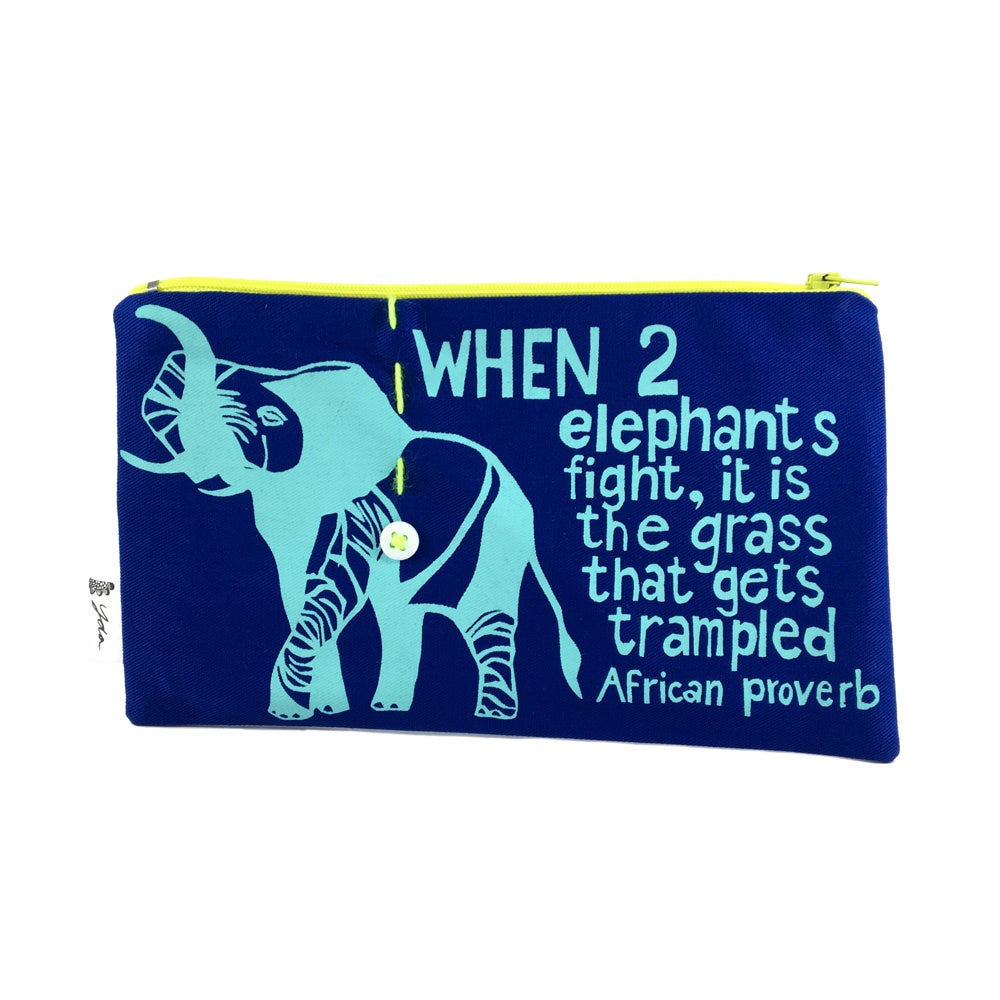 African Proverb Purse - Elephant