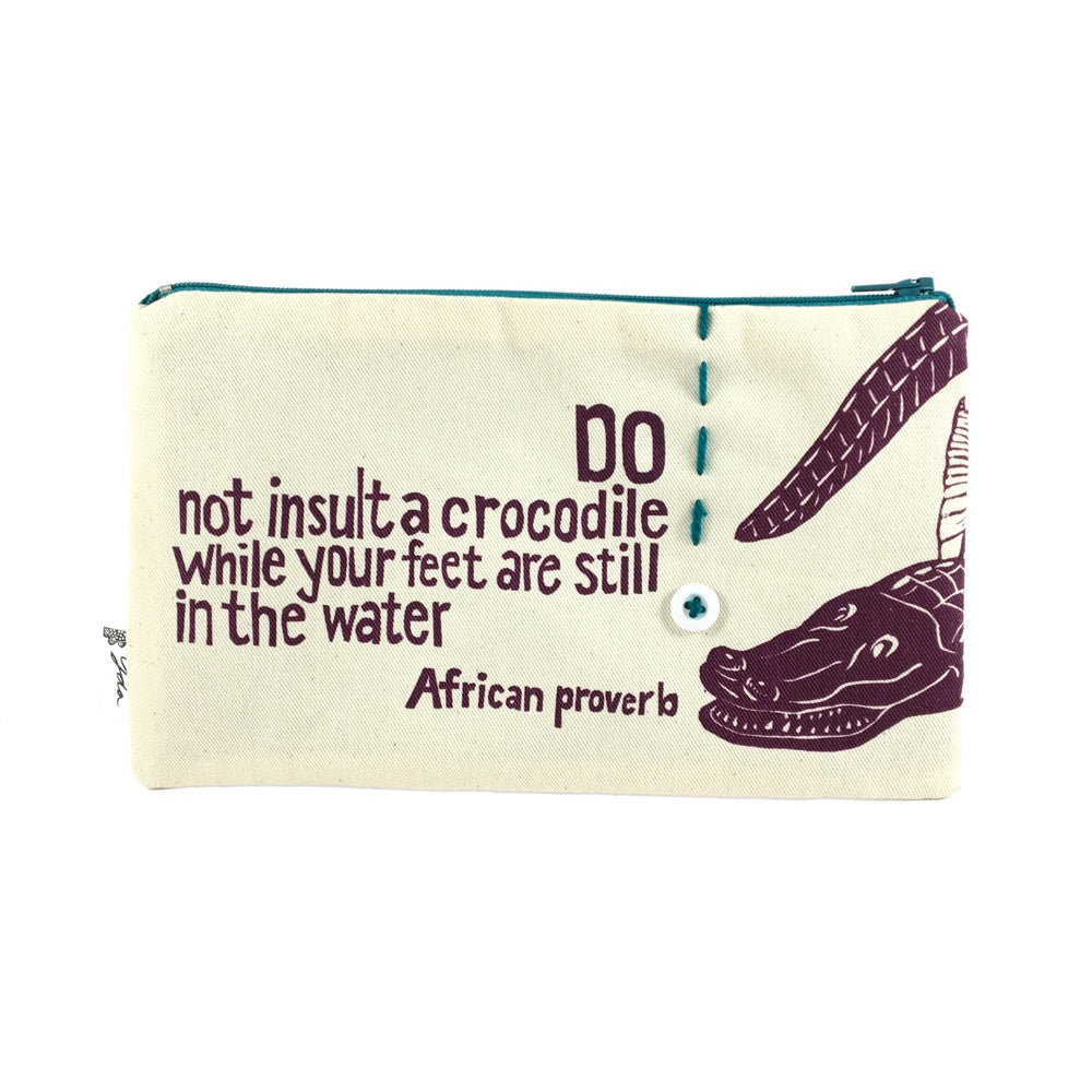 African Proverb Purse - Crocodile - Yda Walt