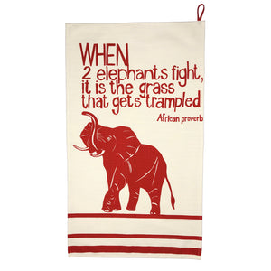 African Proverb Tea Towel - Elephants - Yda Walt