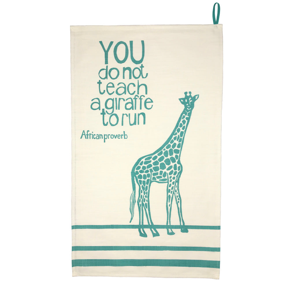 African Proverb Tea Towel - Giraffe - Yda Walt