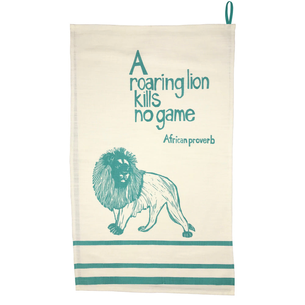 African Proverb Tea Towel - Lion - Yda Walt