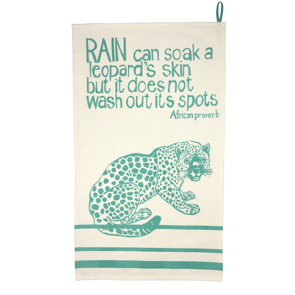 African Proverb Tea Towel - Leopard - Yda Walt