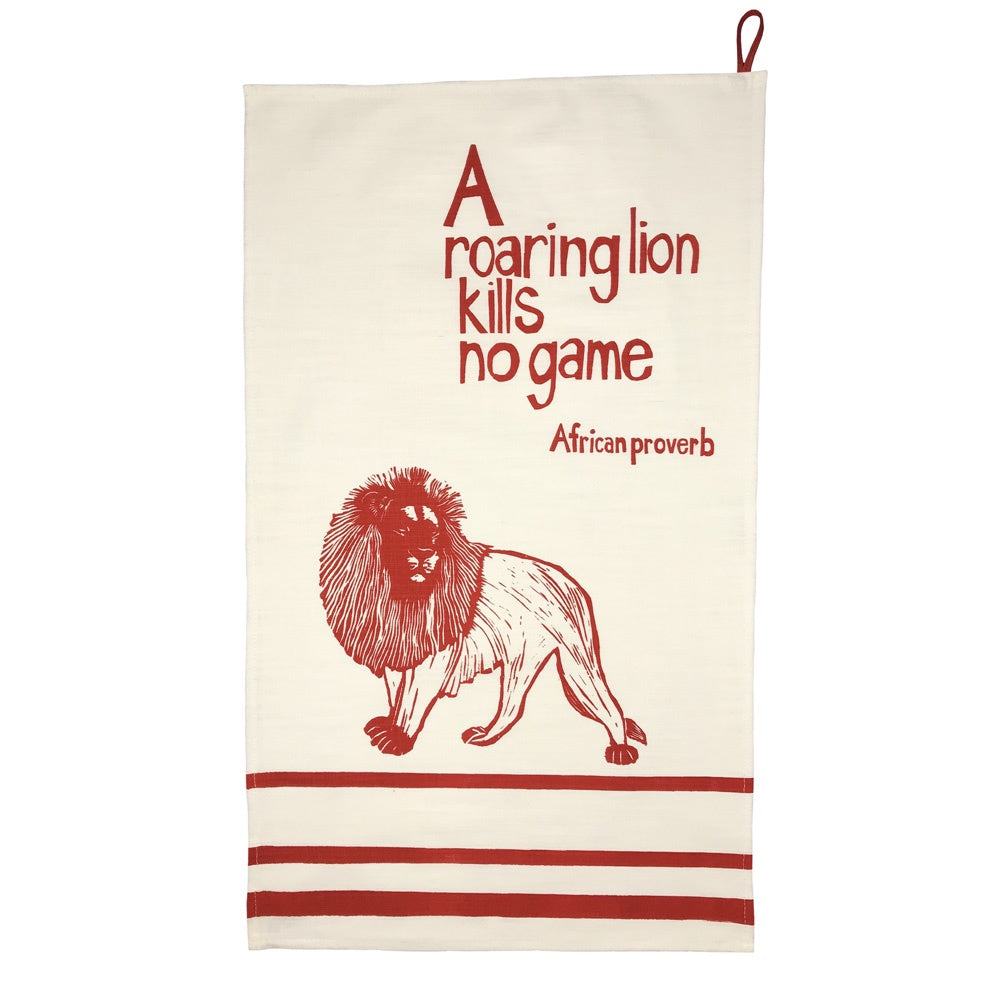 African Proverb Tea Towel - Lion - Yda Walt