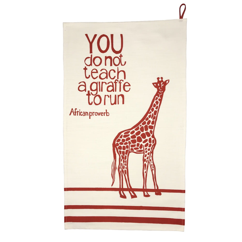 African Proverb Tea Towel - Giraffe - Yda Walt