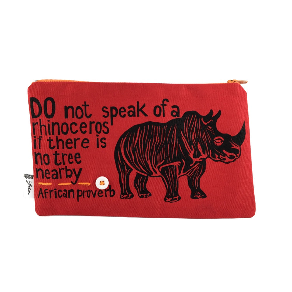 African Proverb Purse - Rhino - Yda Walt