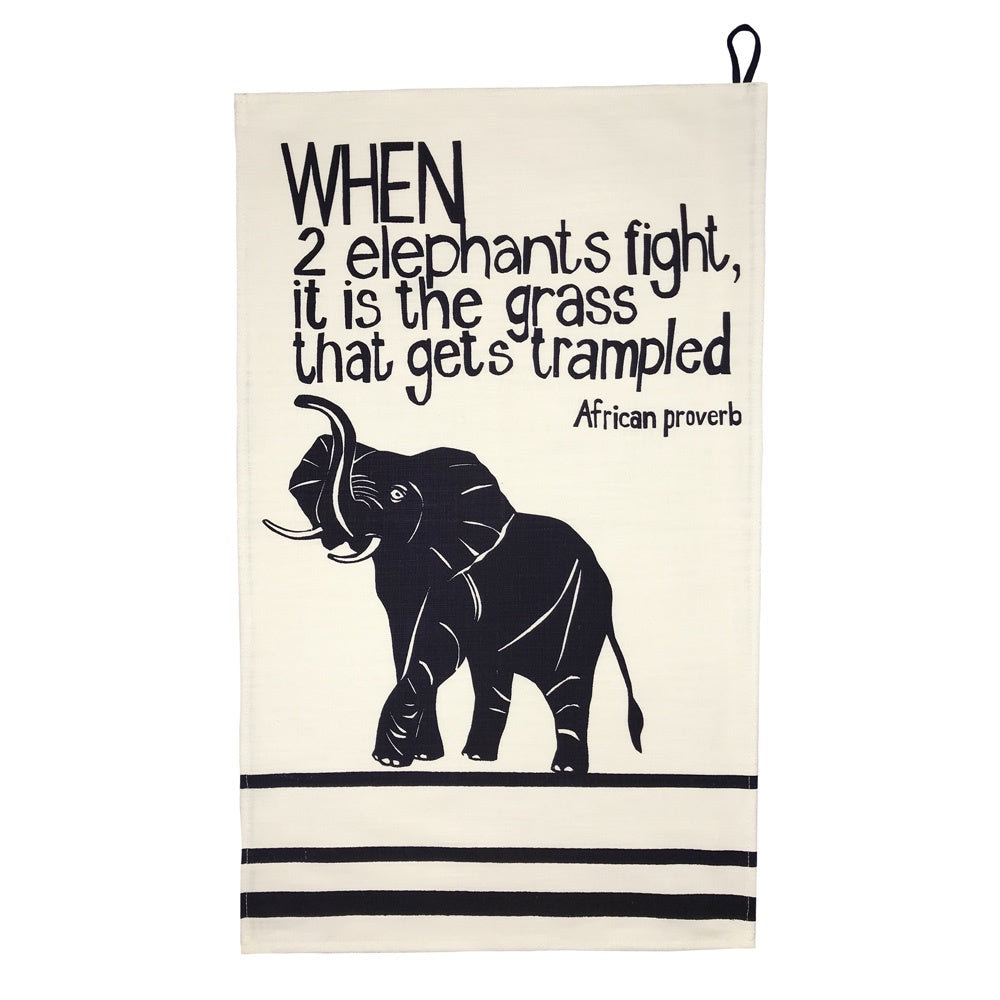African Proverb Tea Towel - Elephant